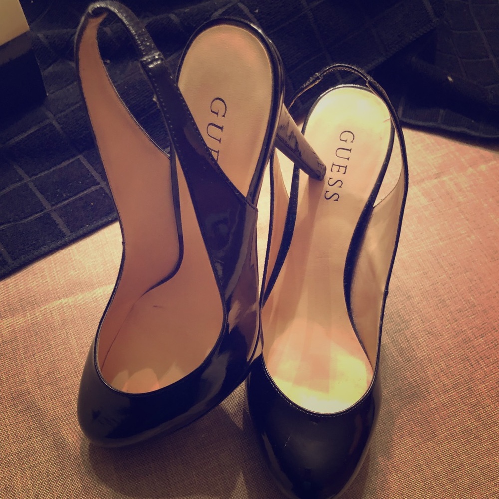 Guess Patent Leather Black Slingback Pumps